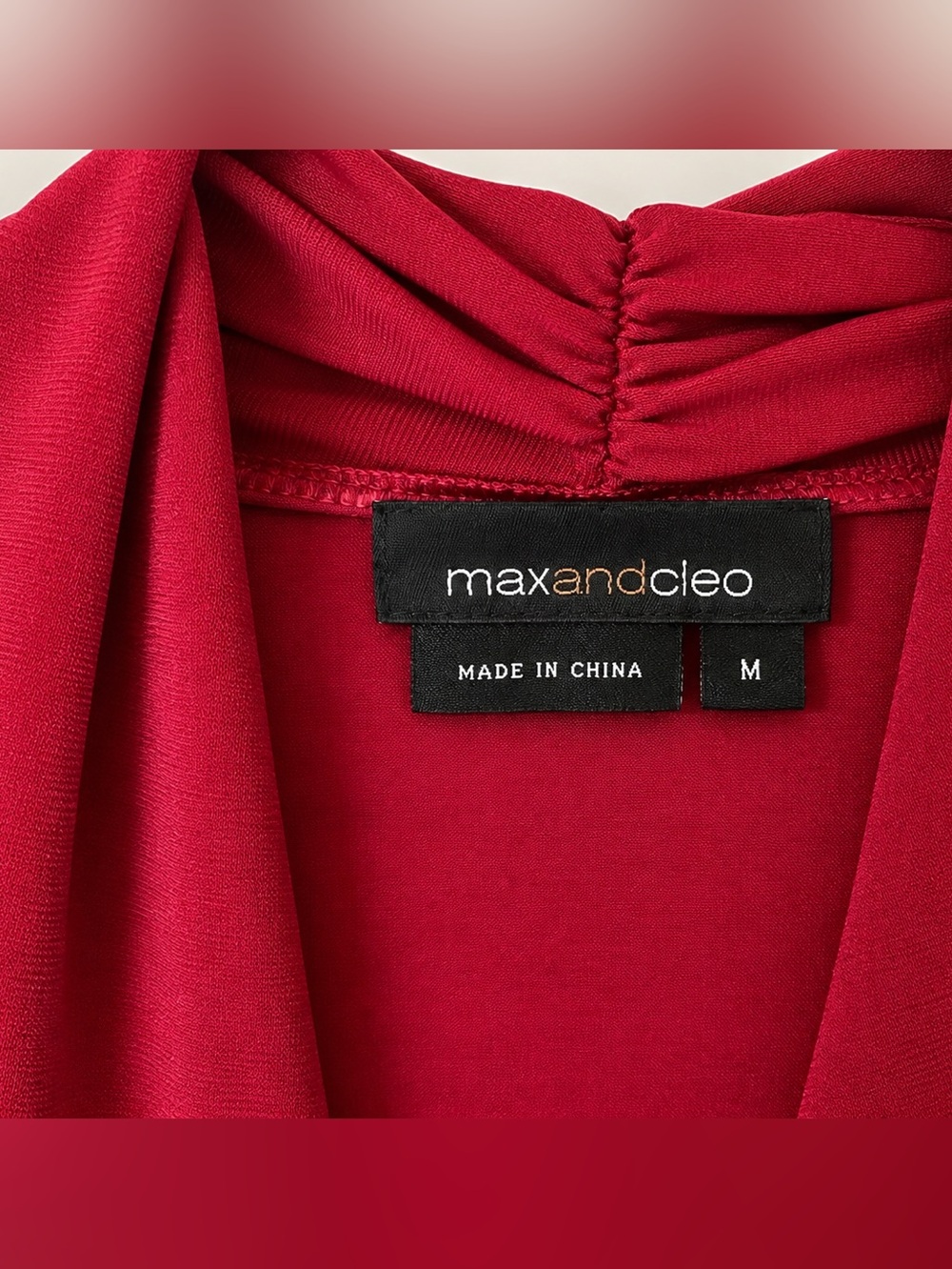 Max and Cleo Red Knot Front Faux Wrap Midi Dress - Size Medium - Picture 3 of 4
